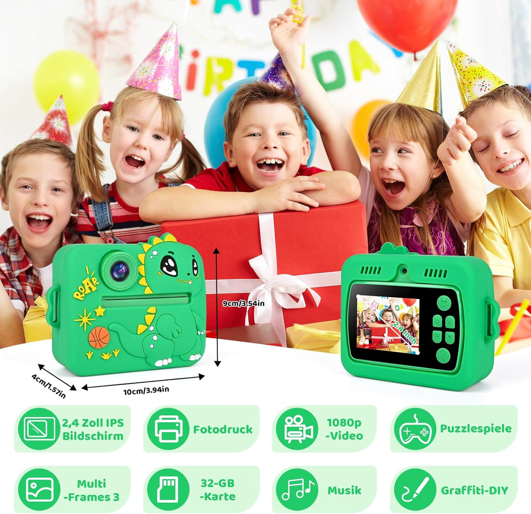 Kinderkamera Sofortbildkamera,Digitalkamera für Kinder mit Druckpapier 32G TF Karte, 2,4 Zoll Bildsc