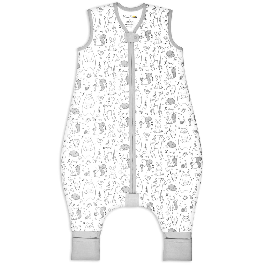 Baby Schlafsack mit Füsse 1.0 TOG, Ganzjahres Schlafsack, Bio-Baumwolle Baby Schlafsäcke ohne Ärmeln