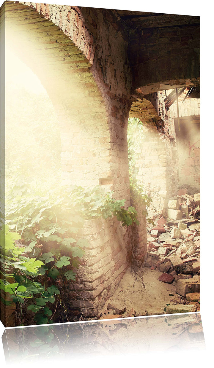 Pixxprint Alte Ruine, Format: 100x70 auf Leinwand, XXL riesige Bilder fertig gerahmt mit Keilrahmen,