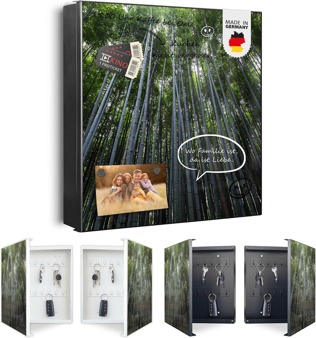 banjado Grosser Schlüsselkasten Metall - Schlüsselbox 30x30cm mit 32 Haken - Schlüsselkasten modern
