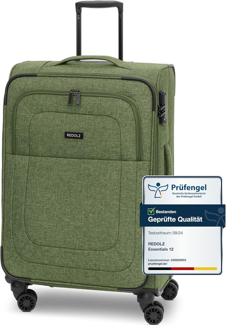 REDOLZ MEDIUM Weichschalen Koffer für Männer & Frauen | Leichter Trolley 67 cm mit 4 Doppelrollen &