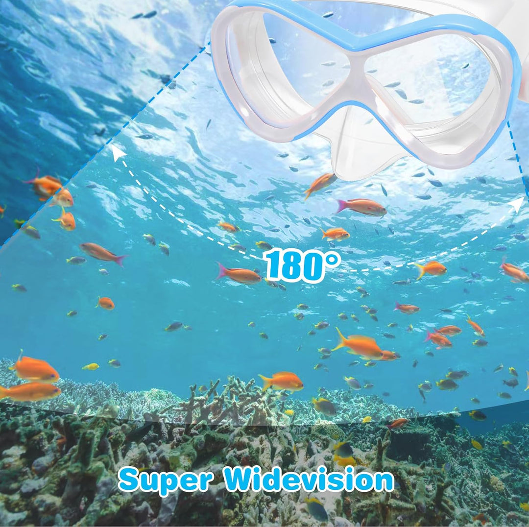 HIKOTEY Taucherbrille Kinder 4-16 Jahre,Schnorchelset Kinder für Mädchen Jungen Schwimmbrille Kinder