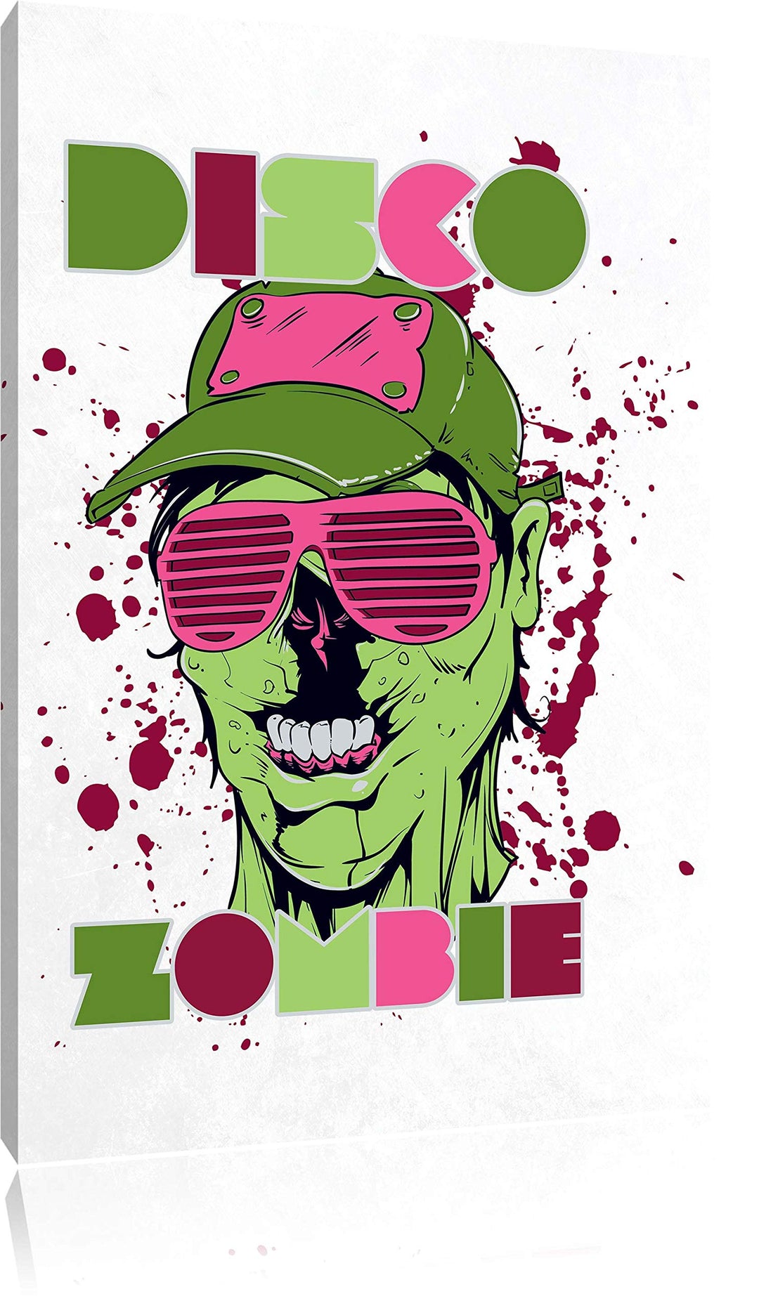 Disco Zombie white Leinwandbild Bild auf Leinwand, XXL riesige Bilder fertig gerahmt mit Keilrahmen,