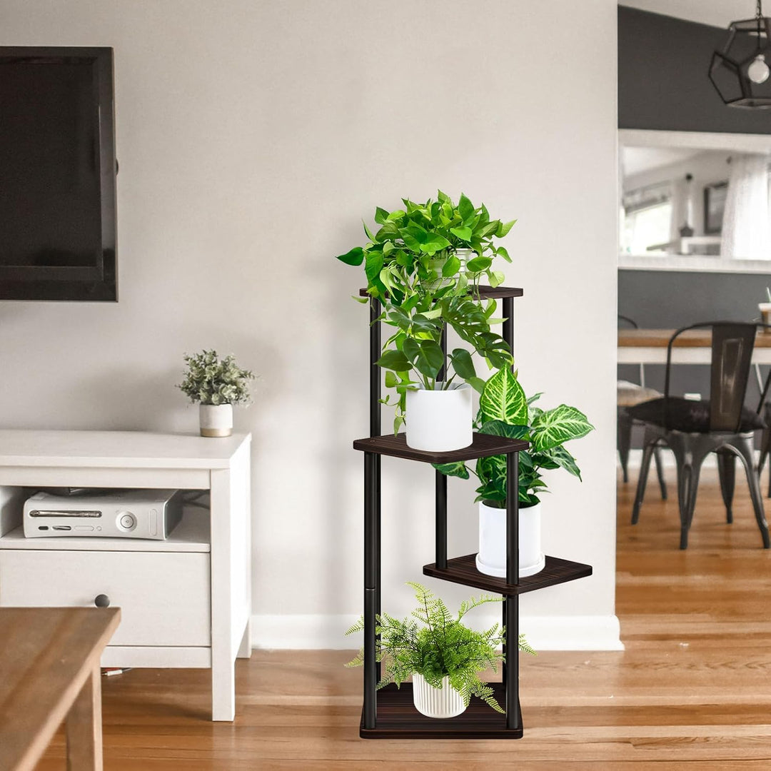 YOCOMEY 4-Tier Hölzern Blumenregal Pflanzenregal, Mehrstöckig Blumenständer Pflanzenständer Blumenba