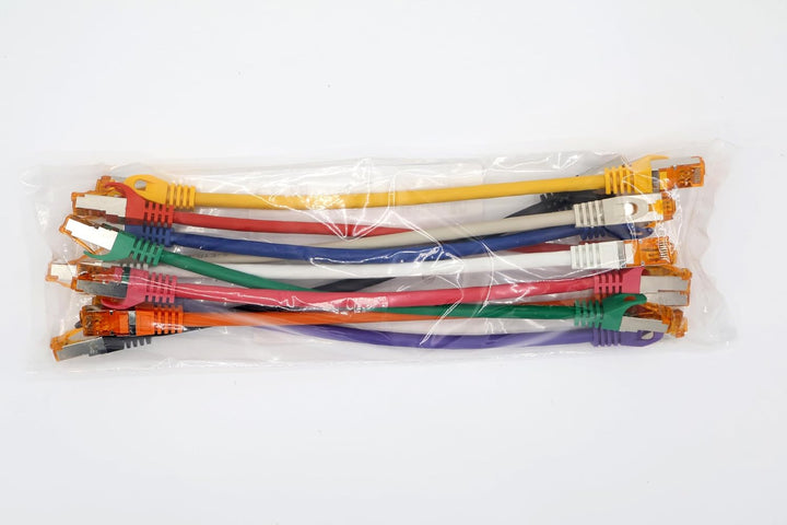 0,25m - Cat.7 Netzwerkkabel 10-Farben - 10 Stück Gigabit Ethernet LAN Kabel 10000 Mbit s Patchkabel