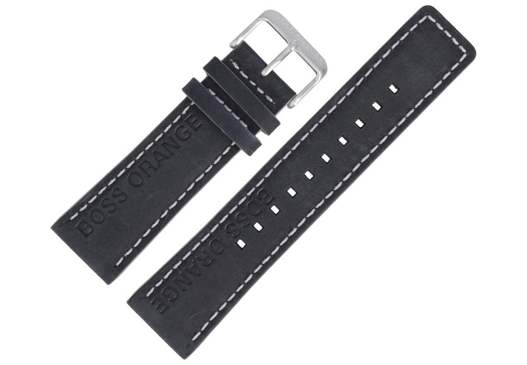 Hugo Boss Uhrenarmband 24mm Leder Schwarz - 659302652