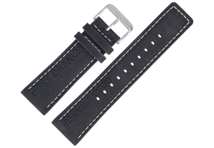 Hugo Boss Uhrenarmband 24mm Leder Schwarz - 659302652