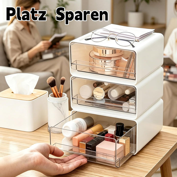 3 Stück Schreibtisch Organizer mit Schubladen, Stapelbare Schubladenbox Büro Organizer für Schublade