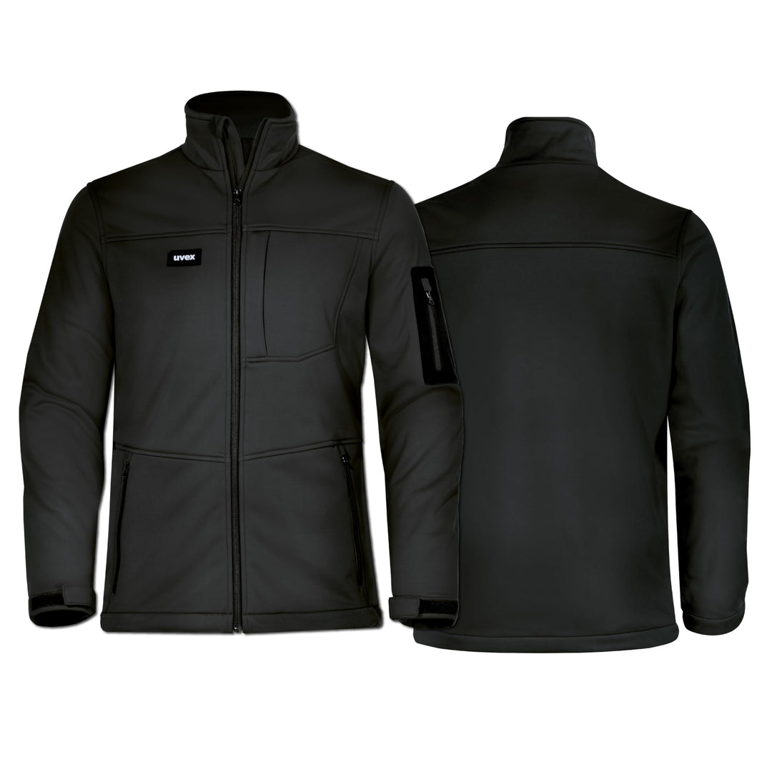 Uvex Echor Softshell-Arbeitsjacke für Herren - atmungsaktiv & wasserabweisend S Schwarz, S Schwarz