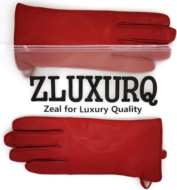 ZLUXURQ Damen Leder Handschuhe echtes Lammleder und mit Kaschmir Wolle gefütterte warme Winter Hands