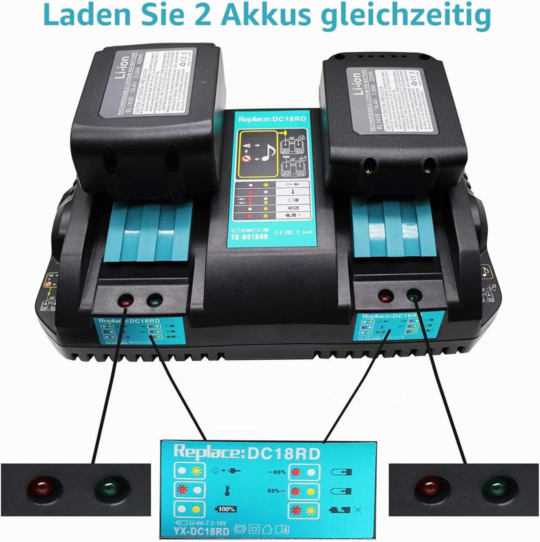 18V DC18RD Ladegerät für Makita BL1850 B BL1830 B L1840B BL1815 14.4V BL1415 BL1430 BL1440 Akku DC18