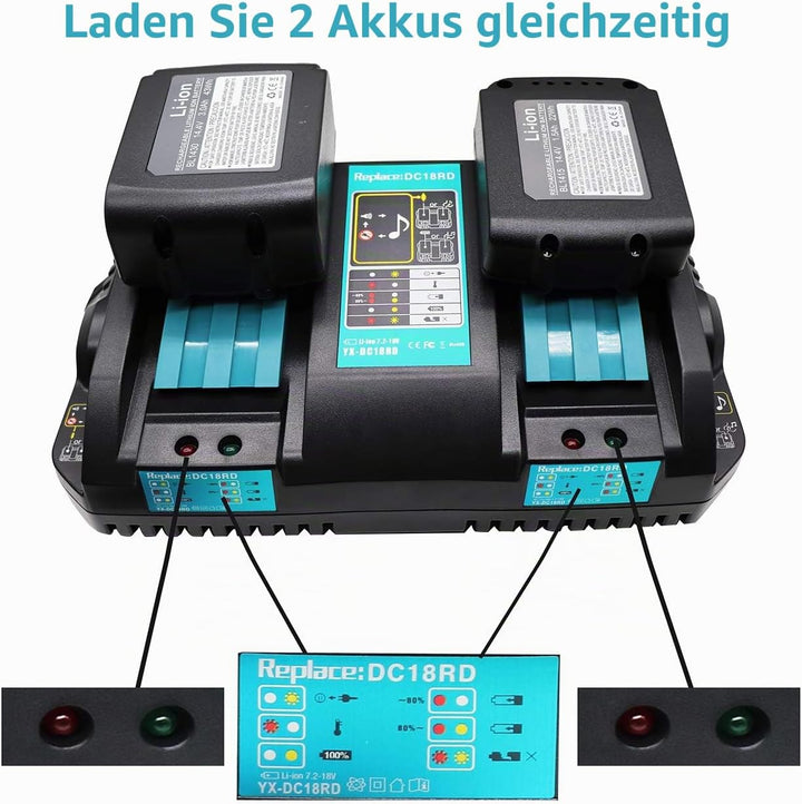 18V DC18RD Ladegerät für Makita BL1850 B BL1830 B L1840B BL1815 14.4V BL1415 BL1430 BL1440 Akku DC18