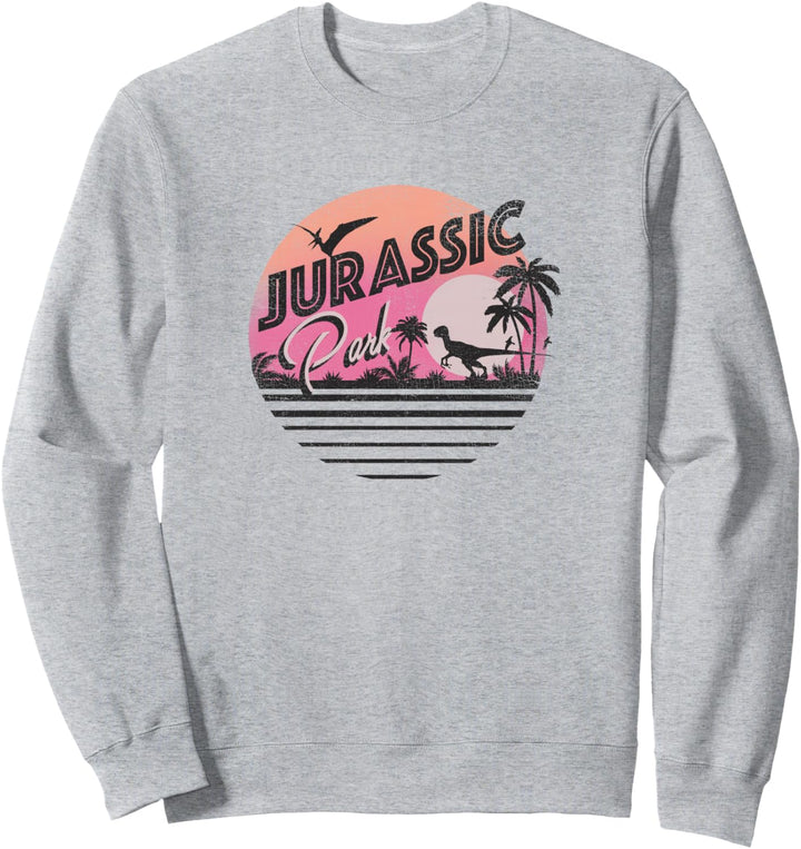 Jurassic Park Neon Sunset Retro Style Logo Sweatshirt
