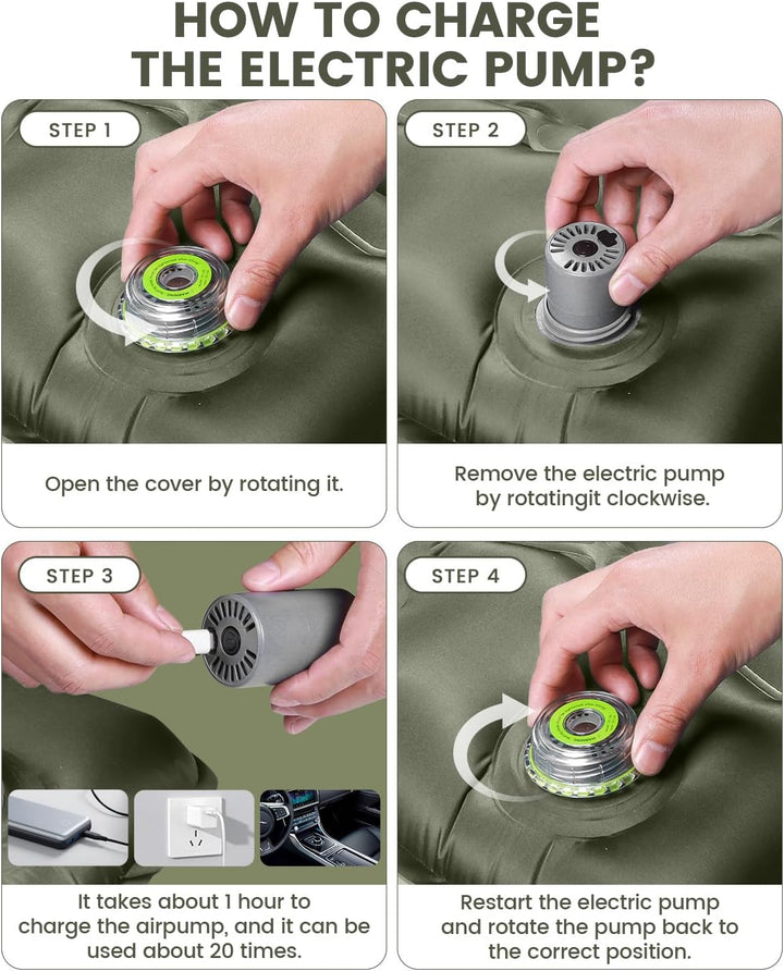 WARMTUYO Isomatte, Luftmatratze Camping mit Elektrisch Pumpe, 12CM Dicke Matratze Outdoor Aufblasbar