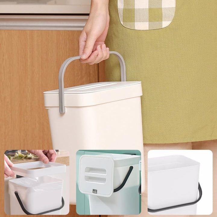 Mülleimer Küche, Biomülleimer Küche Klein, 3L Abfalleimer mit Deckel, Küchenabfalleimer Windeleimer