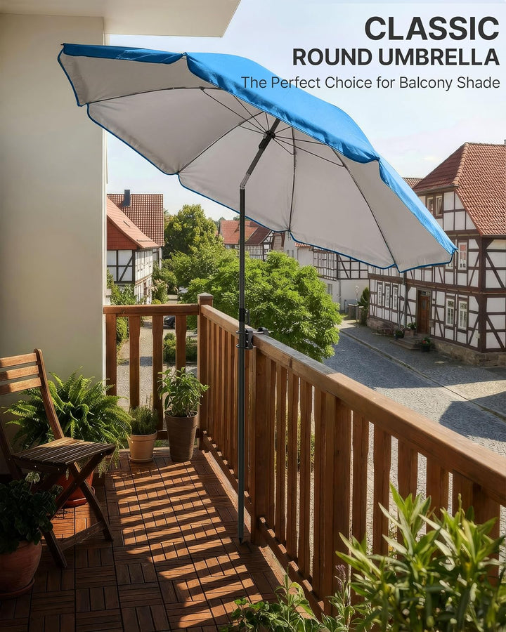 4smile Sonnenschirm Strand Ø 200 cm, Blau, Sonnenschirm Balkon | Strandschirm windfest stabil, Balko