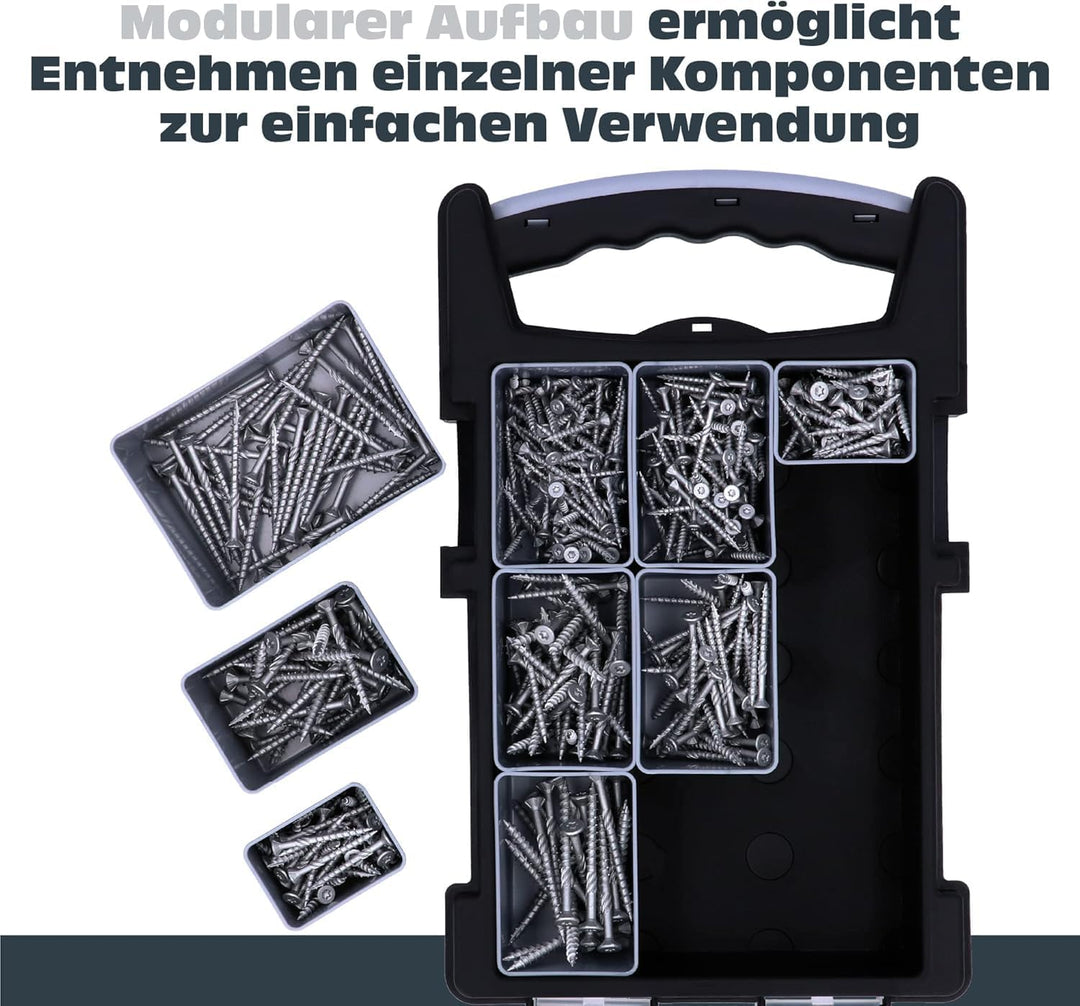 HELPMATE Edelstahlschrauben Set PZ - 470 Universalsschrauben A2 für Aussen, hochwertige Sortimentsbo