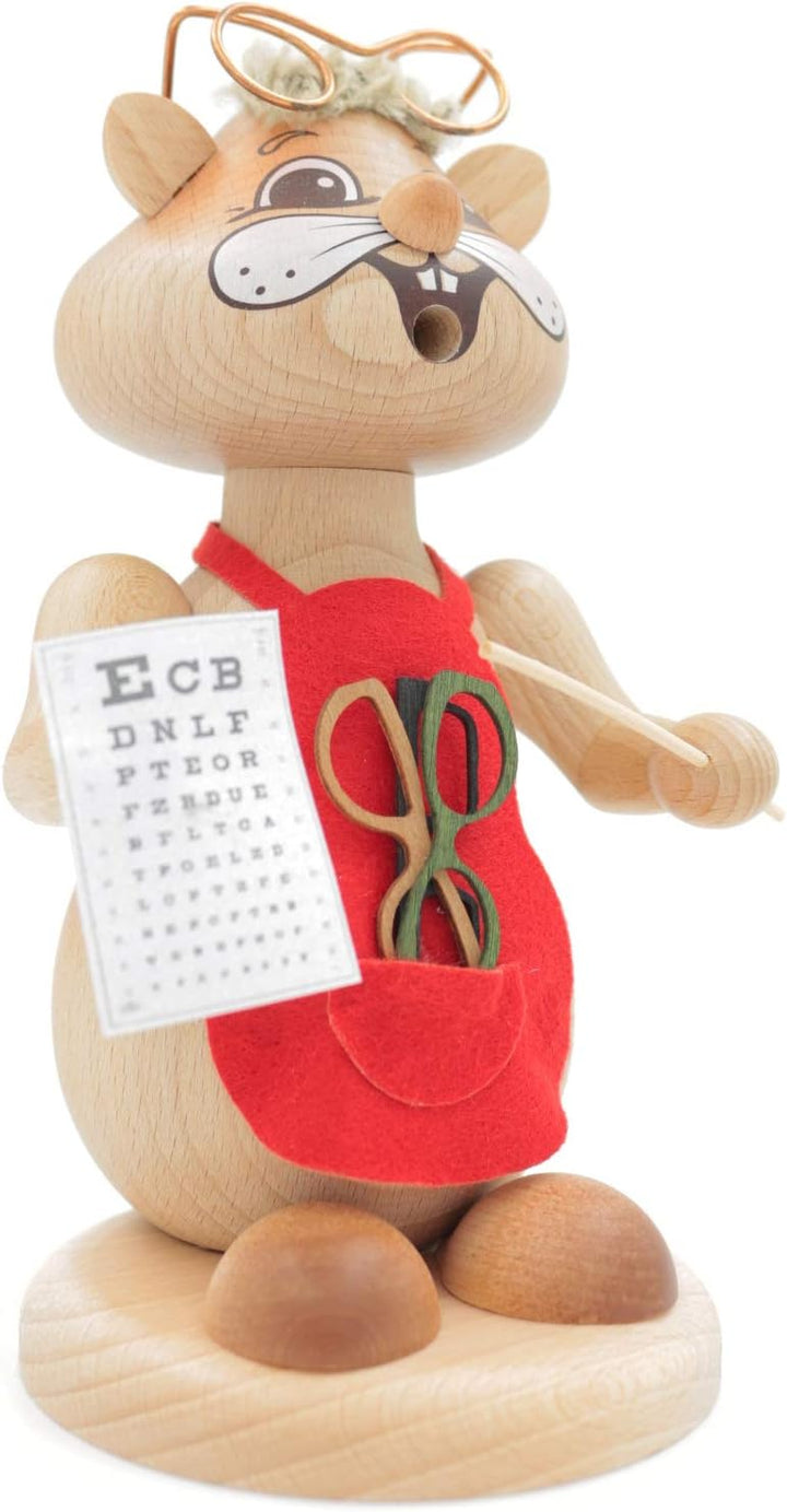 Kuhnert - Erzgebirgische Holzkunst Räuchermann Räucherfigur Hamster 18cm - Optiker