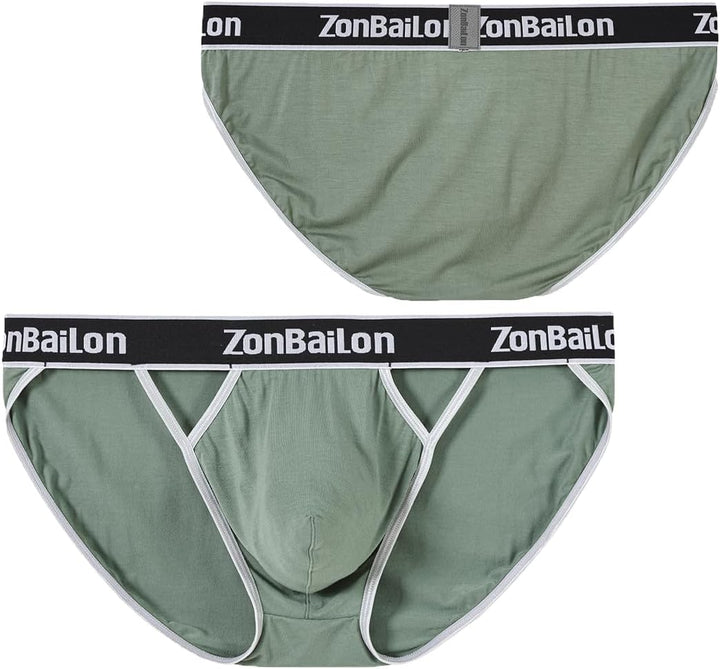 BIATWOWR Herren Dreiecks-Slips mit Extra Bequeme Beutel ohne Etikett und Breitem Bund M Grünbraun, M
