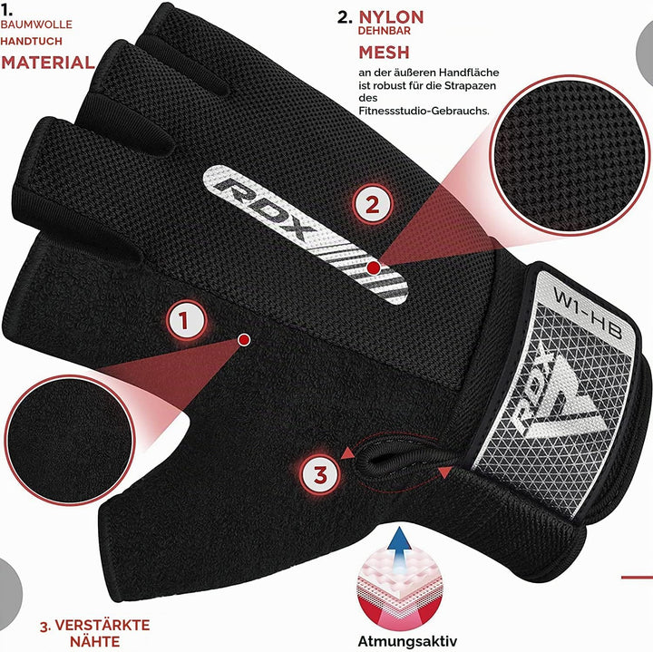RDX Fitness Handschuhe Damen Herren, Anti-Rutsch Gewichtheben Workout Gym Gloves Krafttraining Train