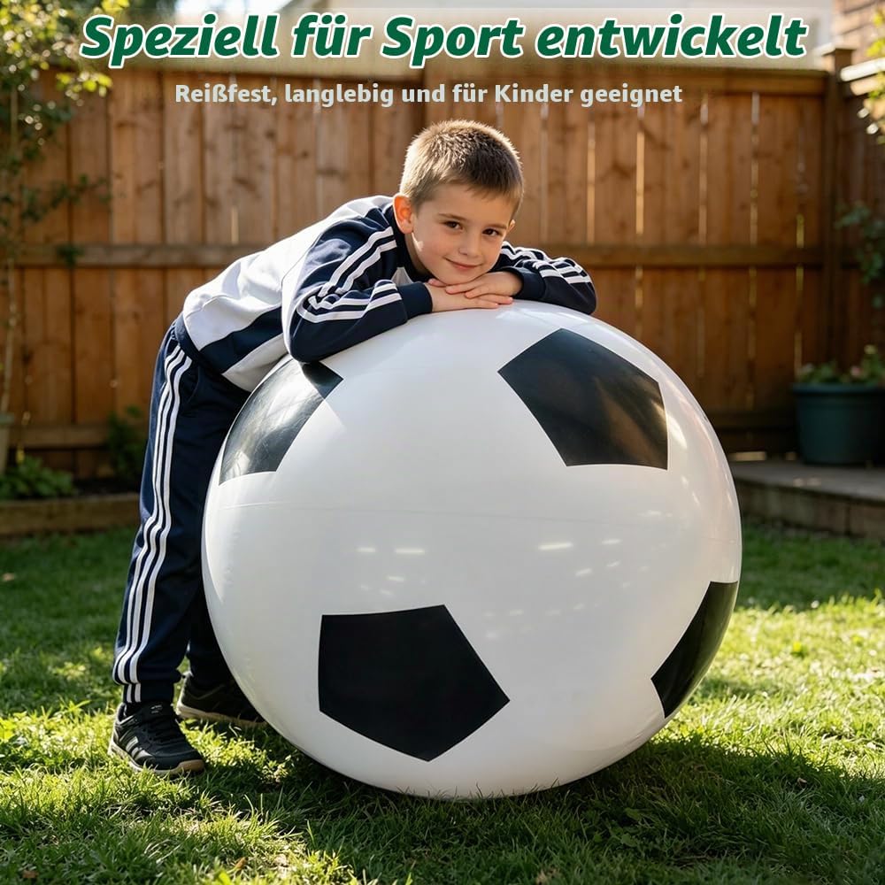 Fussball Ø 100 cm Gross, Riesen Aufblasbarer Wasserball, Aufblasbarer Riesen-Ball aus Robustem Gummi