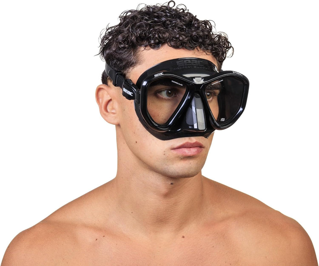 Seac Unisex-Adult Symbol Made in Italy Zweiglas-Tauchmaske mit Einer 3D-Schnalle direkt am Maskenkör