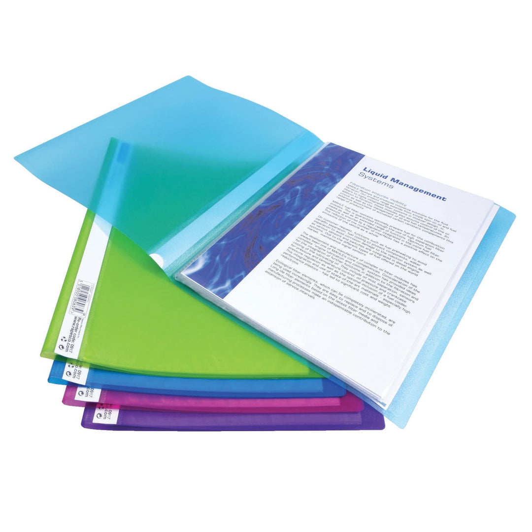 Rapesco 0917 flexibles 10-Hüllen-Sichtbuch, A4, leuchtende Transparente Farben Standard 40 Folien, S