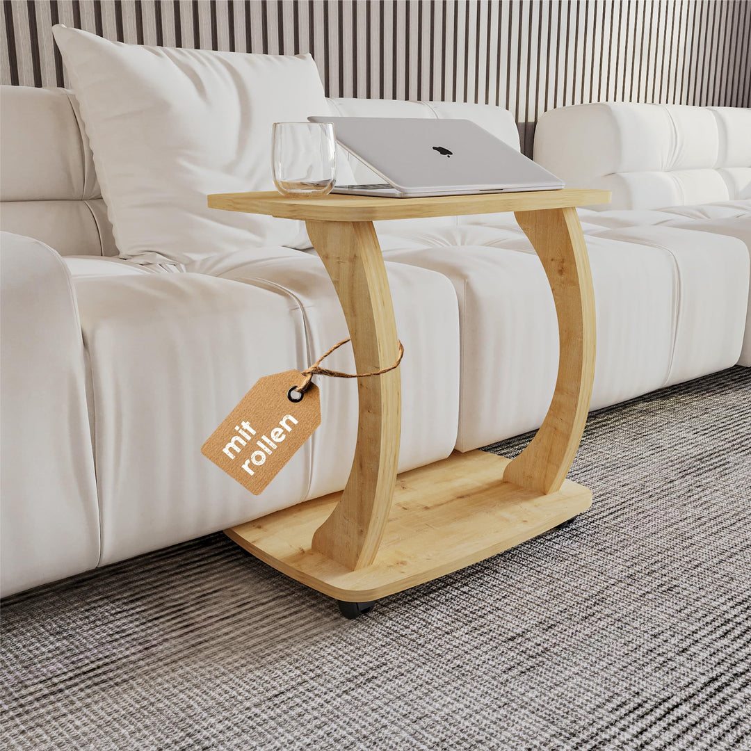 Beistelltisch Couch, mit Rollen, Laptoptisch für Couch, Kleiner Wohnzimmertisch, Sofatisch in stylis
