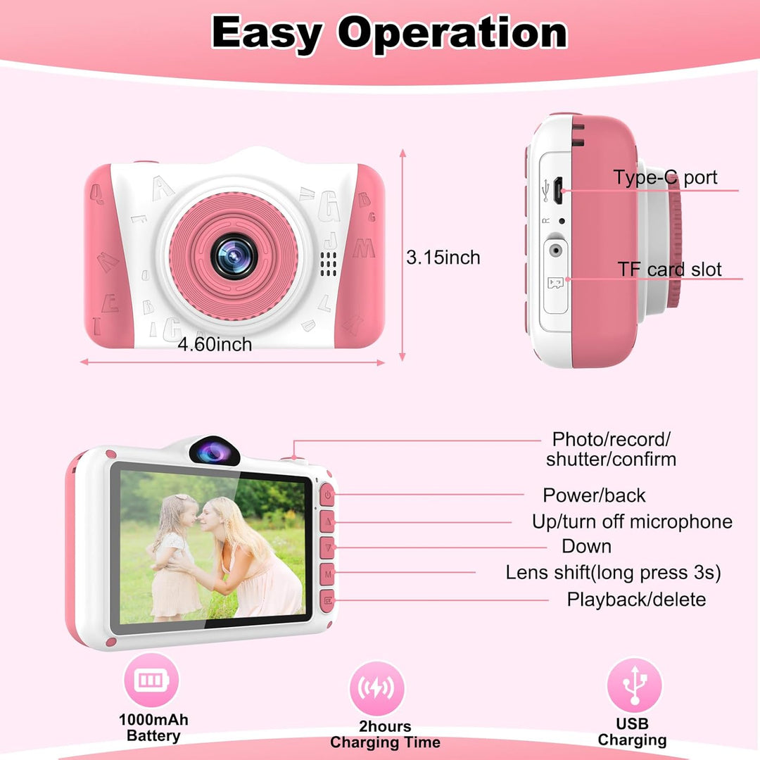 Kinderkamera,3.5”Digitalkamera Kinder,Geschenke für 3 4 5 6 8 7 9 10 11 Jahre Jungen und mädchen, 10