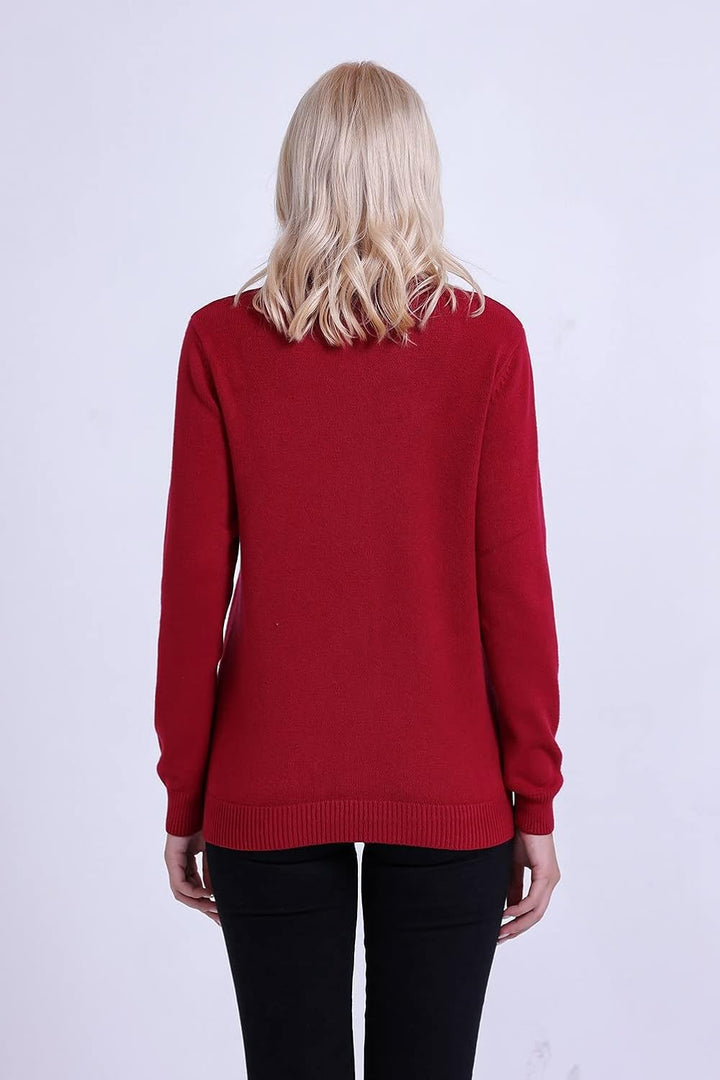SMILING PINKER Damen Strickjacke Langarm Cardigan Warm Rundhals Strickweste Jacke mit Knopfleiste un