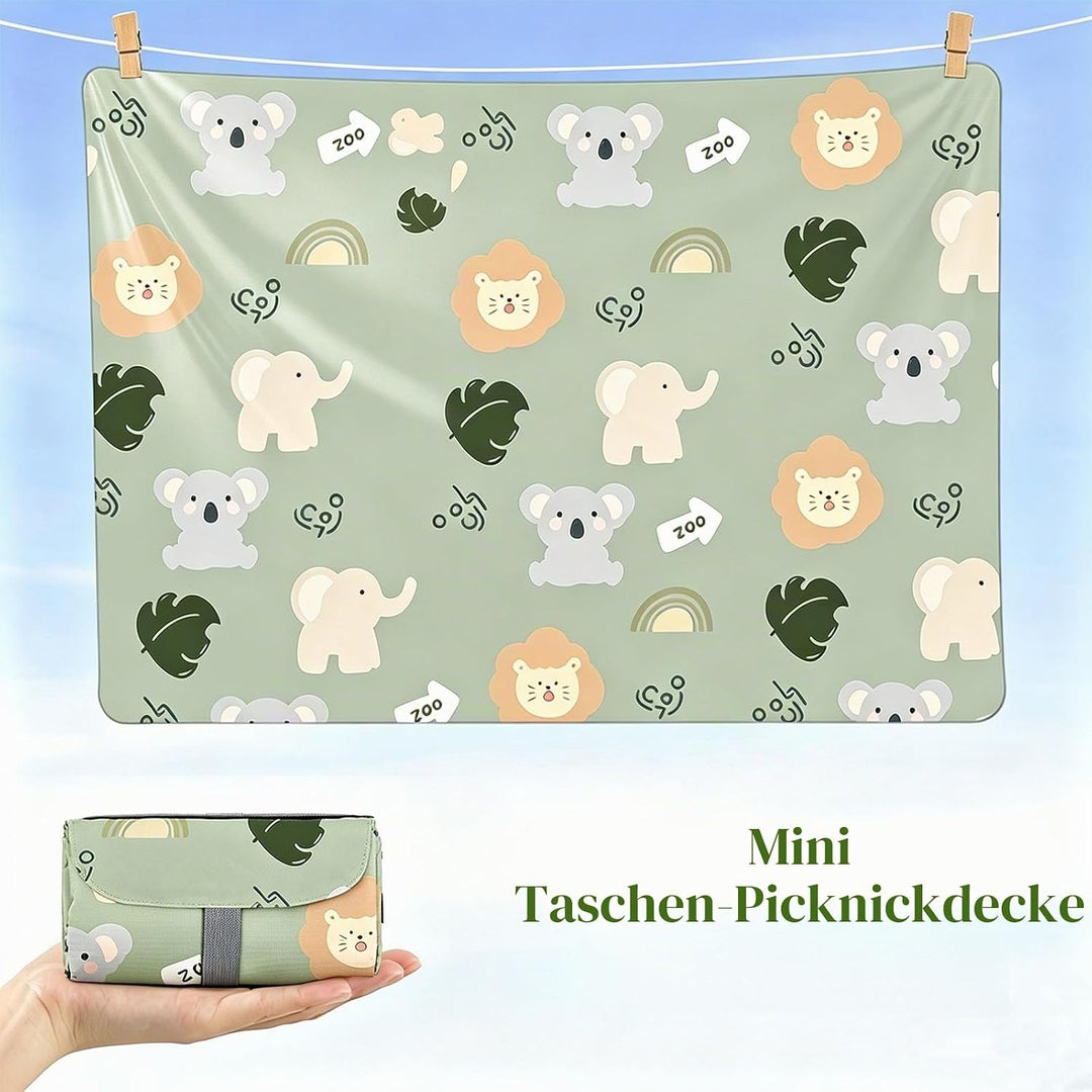 Mini Picknickdecke Ultradünn, Picknickdecke mit Erdankern (Dunkelgrün), Dunkelgrün