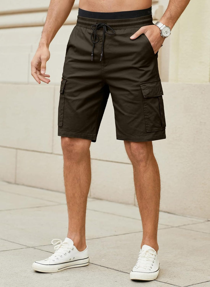 JMIERR Kurze Hosen Herren Baumwolle Cargo Shorts Herren Sommer Freizeithose mit Taschen S C Braun, S