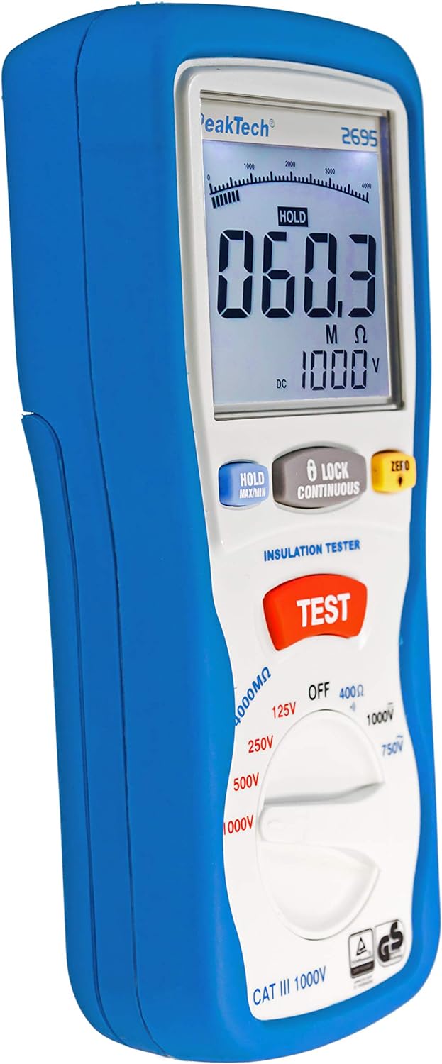 PeakTech P 2695 2695, Digitaler Isolationsmesser, 3 ½-stellig, 125/250/500/1000 V & P 8200 – Messzub