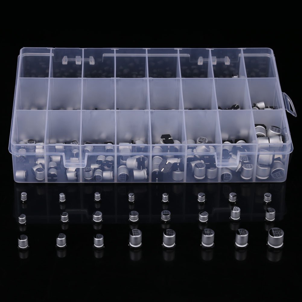 24 Value 400Pcs Elektrolytkondensator-Sortiment-Box-Kit, SMD-Aluminium-Elektrolytkondensator-Sortime