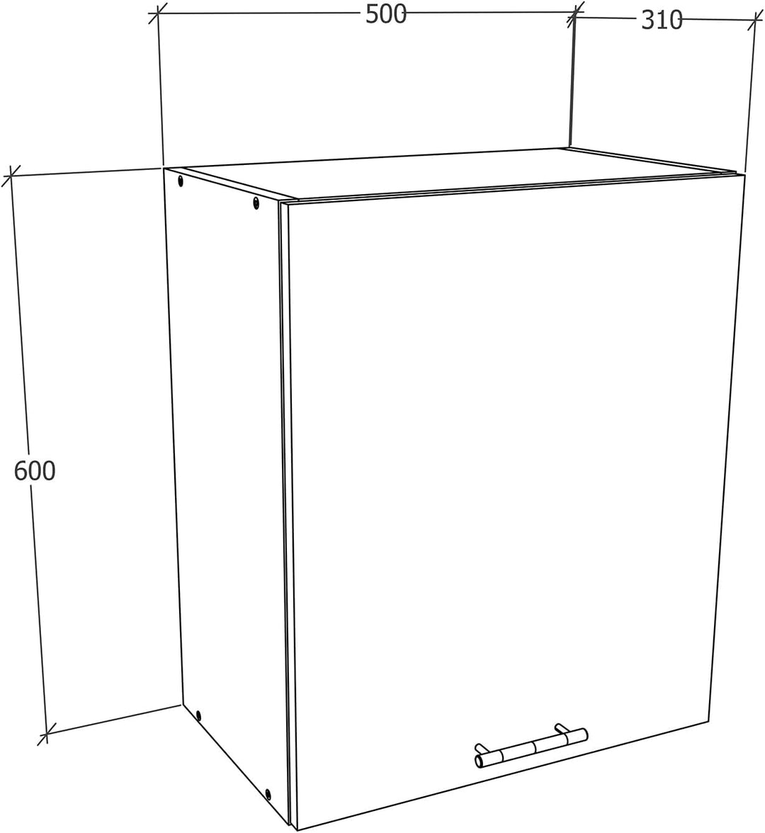 VCM Küchenschrank Breite 50 cm Holztür Hängeschrank Küche Küchenmöbel Esilo Weiss/Sonoma-Eiche Weiss