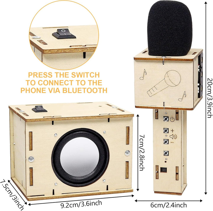 Karaoke Maschine, DIY Kits Holz Karaokemaschine, Microphone Kinder, Lautsprecher Bausatz, Lackierbar