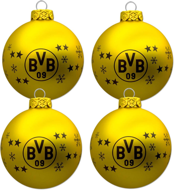 Borussia Dortmund BVB-Christbaumkugeln (4er Set) Dekoration, gelb, one Size, einheitsgrösse &amp; BVB-Za