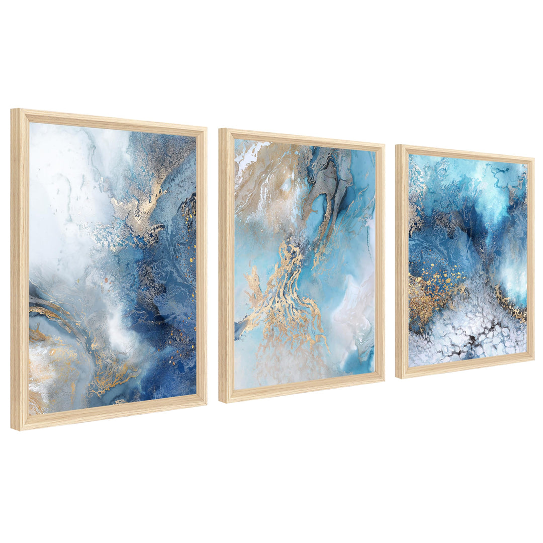 3 Pcs Mit Rahmen Leinwand Bilder Goldgrüner Ozean Krachende Wellen Bild auf Leinwand Malerei Poster