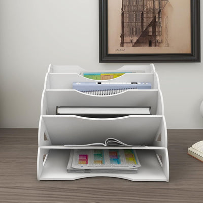 PUNCIA Dokumentenablage A4 Briefablage 5 Ablagefächer PVC Schreibtisch Datei Organizer Papierablage