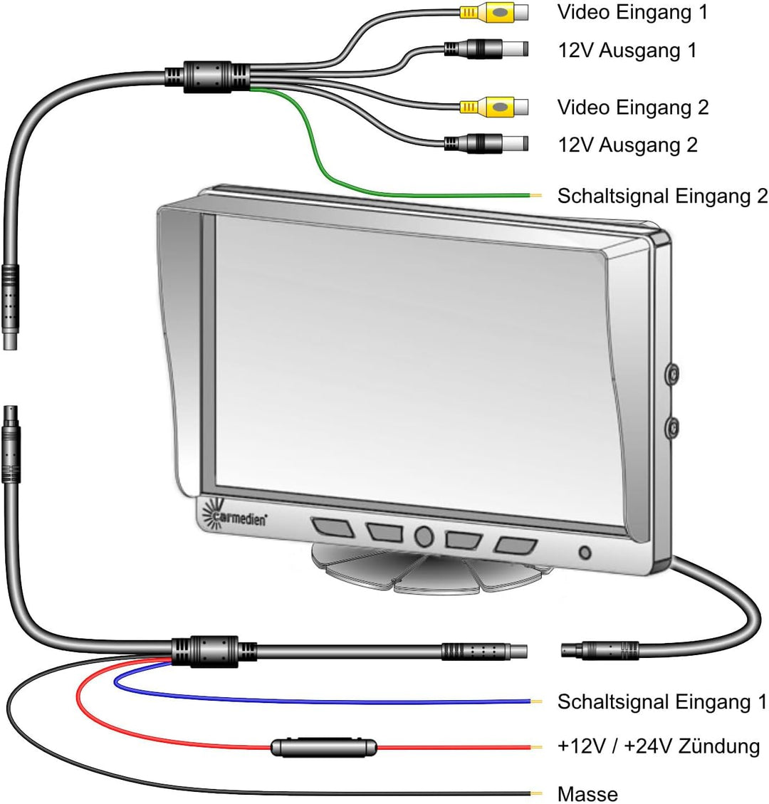 Carmedien cm-NMR9 9" TFT Monitor für Rückfahrkamera 12V 24V Auto-Display 9 Zoll Bildschirm LED Stand