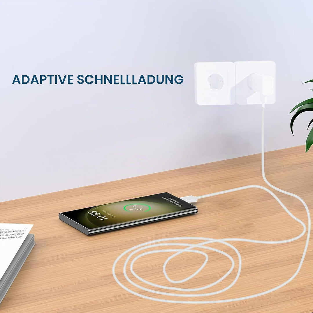 2er-Pack Ladegerät mit 2m Ladekabel USB Typ-C für Samsung Galaxy S21 S20 S10 S9 S8 A13 A14 A15 A20 A