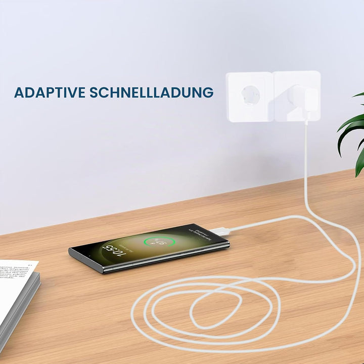 2er-Pack Ladegerät mit 2m Ladekabel USB Typ-C für Samsung Galaxy S21 S20 S10 S9 S8 A13 A14 A15 A20 A