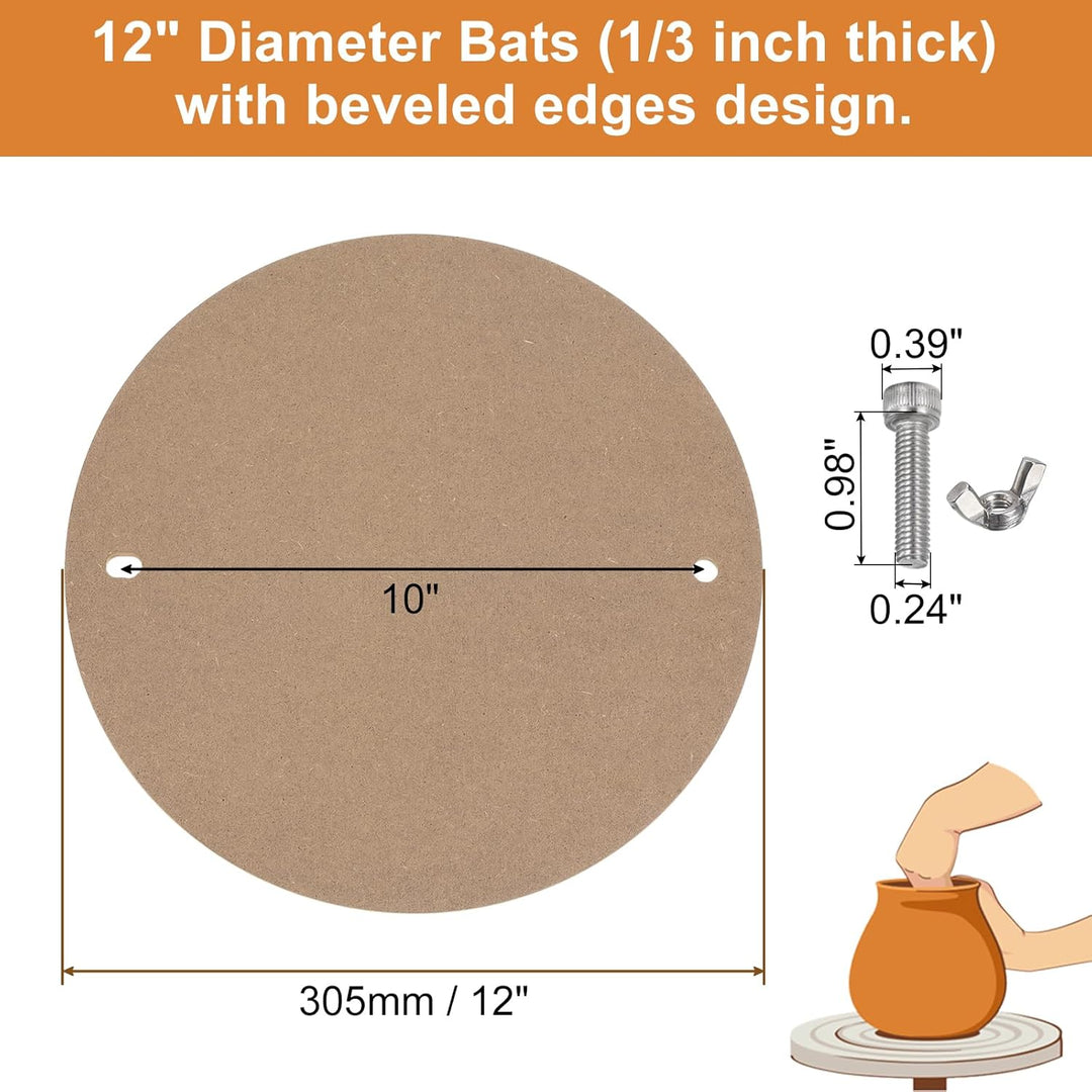 QUARKZMAN Töpferscheibe-Schläger, 30,5 cm, rundes Töpferschläger-System, 1/3 dick, Vornadellöcher im