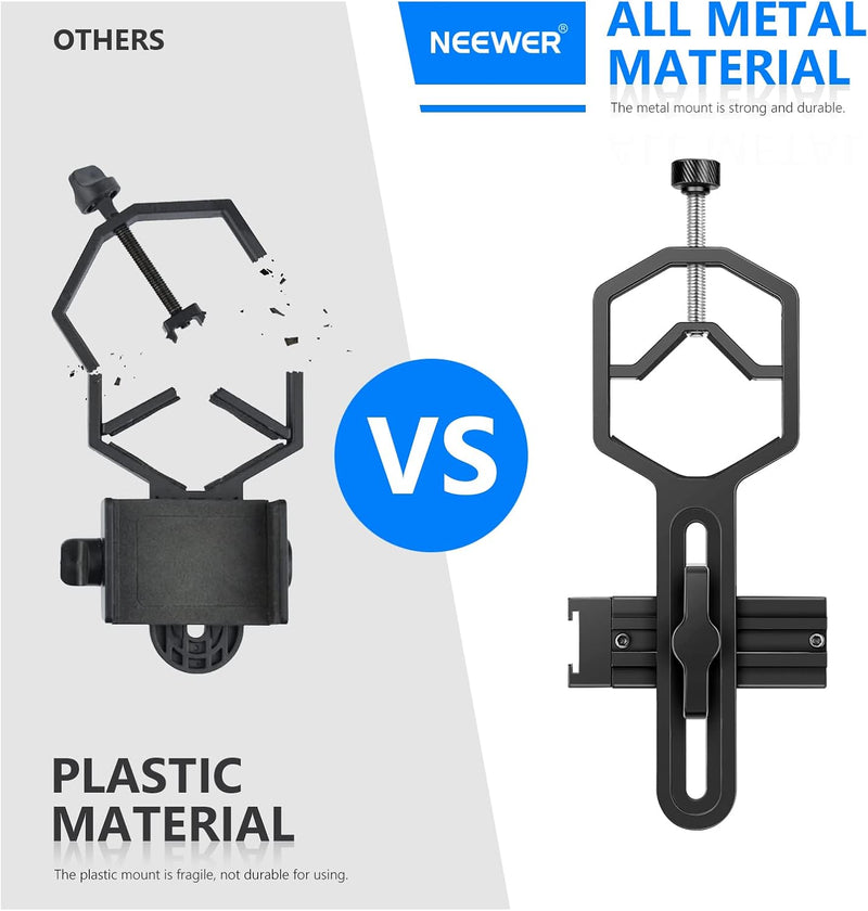 NEEWER Metall Teleskop Handyhalterung, 2,09"-3,54" Universal Handyhalterung für Spektiv Teleskop Mik