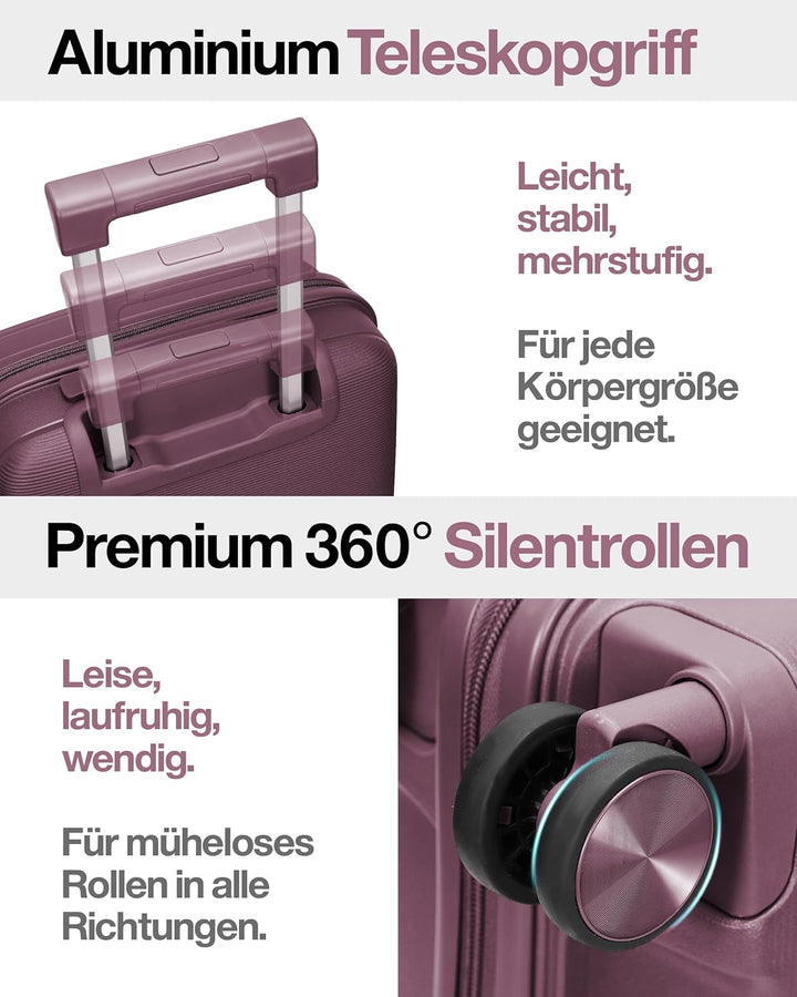 Leichter Hartschalen-Handgepäckkoffer M – 55×37×20 cm (35L), Kabinenkoffer mit TSA-Schloss, USB-Lade