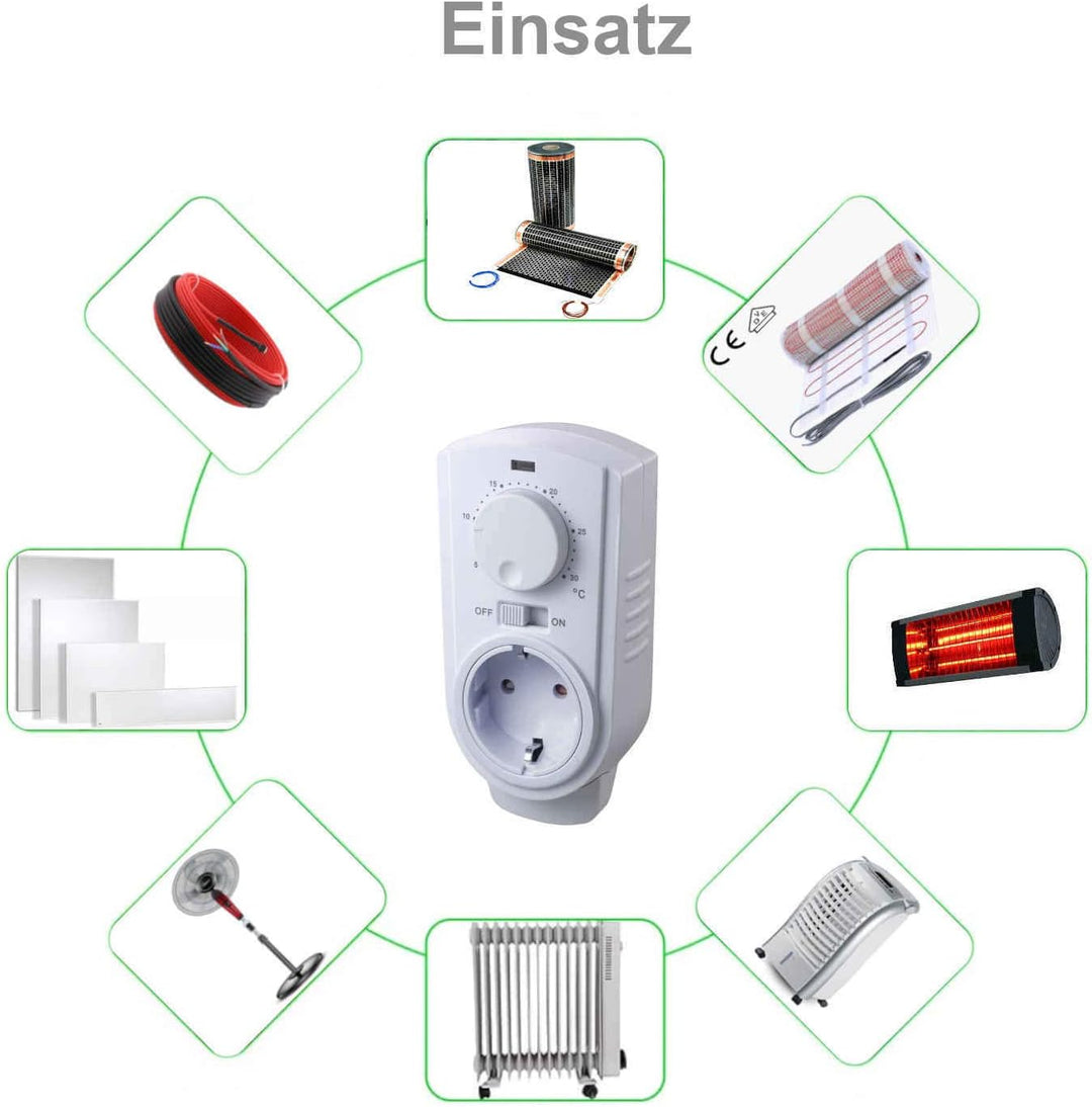 ST35 Analog Thermostat-regler Steckdosen-Thermostat mit Fühler, Heizen