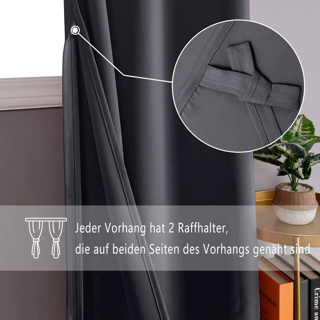 DWCN Vorhang Blickdicht Verdunkelungsgardinen mit Ösen 2 Stücke Thermogardine für Wohnzimmer, Schlaf