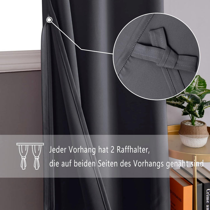 DWCN Vorhang Blickdicht Verdunkelungsgardinen mit Ösen 2 Stücke Thermogardine für Wohnzimmer, Schlaf
