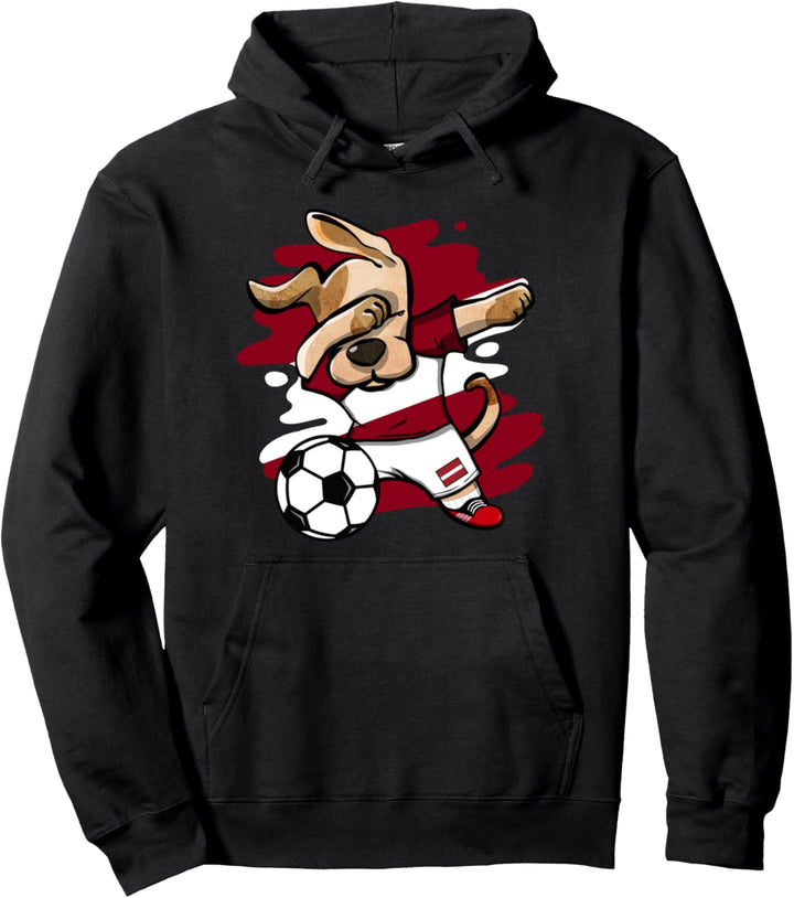 Dabbing Hund Lettland Fussball Mannschaft - Lettische Flagge Pullover Hoodie