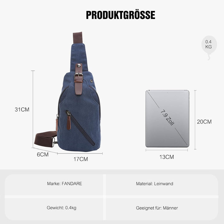 FANDARE Sling Bag mit Kopfhöreröffnung Studenten Party Outdoor Multifunktional Umhängetasche Damen/H